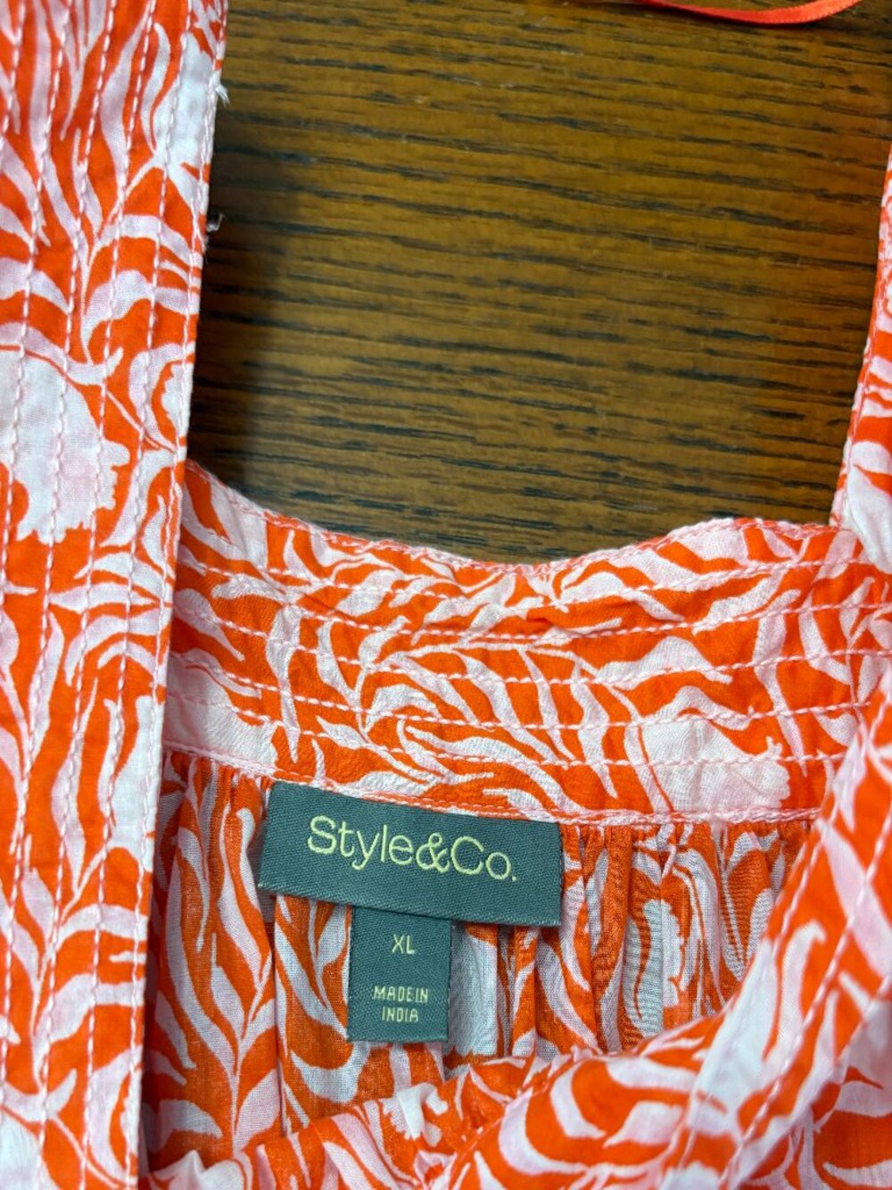 Style & Co. white/orange print tunic top sz XL - Picture 6 of 9
